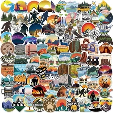 300 Pcs Outdoor Hiking Adventure Camping Stickers, Waterproof Sticker Set... 