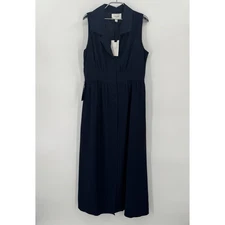 Pomander Place by Tuckernuck Navy Blue Noelle Sleeveless Maxi Shirt Dress sz L