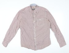 Next Men  s Red Striped Cotton Long Sleeve Dress Shirt L