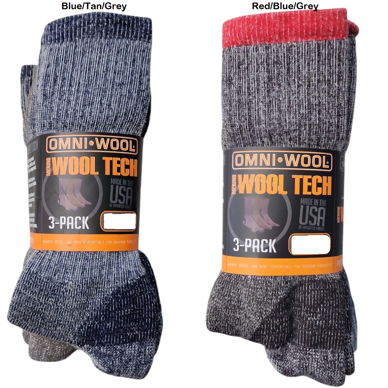 Omni Wool Unisex Warm Merino Wool Hikers & Hunting Socks, 3 Pack