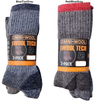 Omni Wool Unisex Warm Merino Wool Hikers & Hunting Socks, 3 Pack