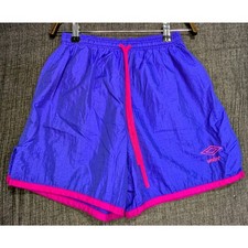 VNTG UMBRO SHORTS Adult Small Purple Pink Nylon Crinkle Soccer Made In USA 90s