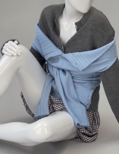 Wynn Hamlyn Women's Gray Blue 2 Piece Upside Down Double Wool Cardigan Size M