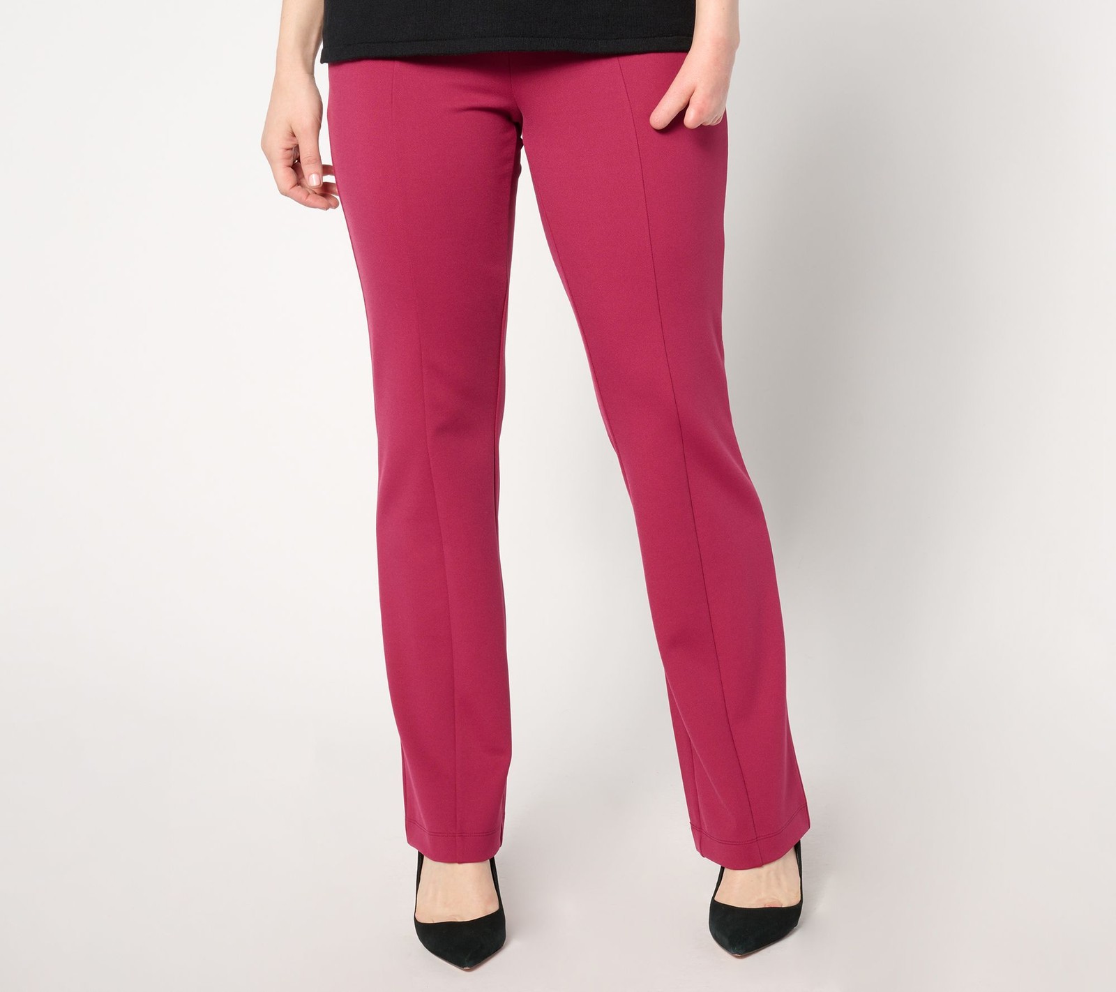Isaac Mizrahi Live! Women's Petite Pants PL Icon Crepe Baby Bootcut Red A664198