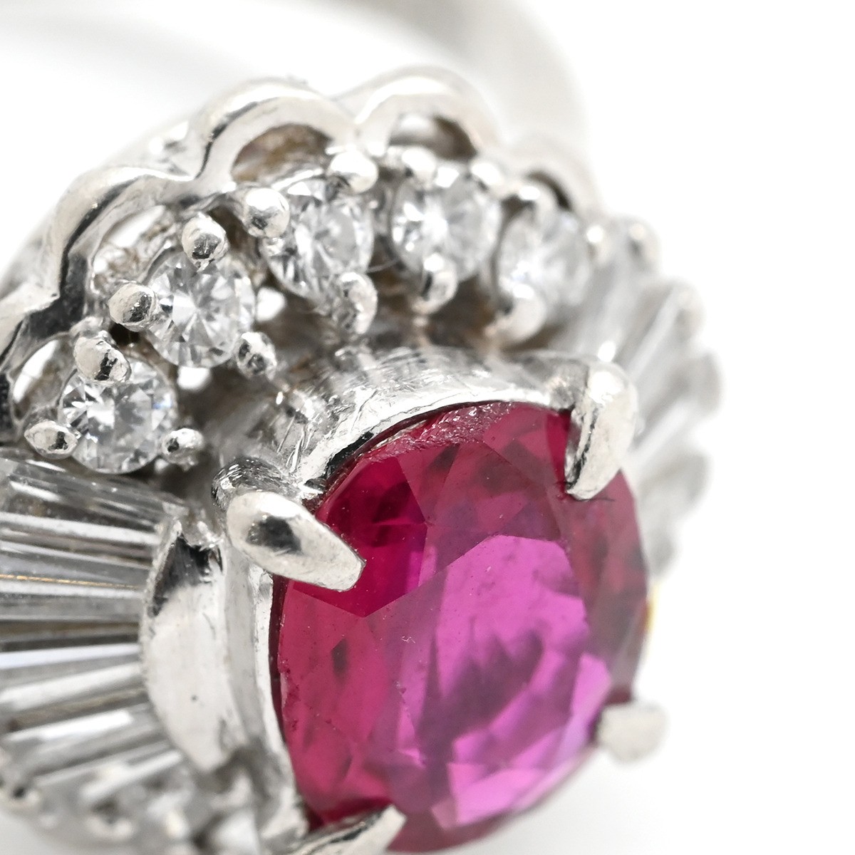 Ring ring Ruby da Earring Pt900 Ruby diamond Plat… - image 3