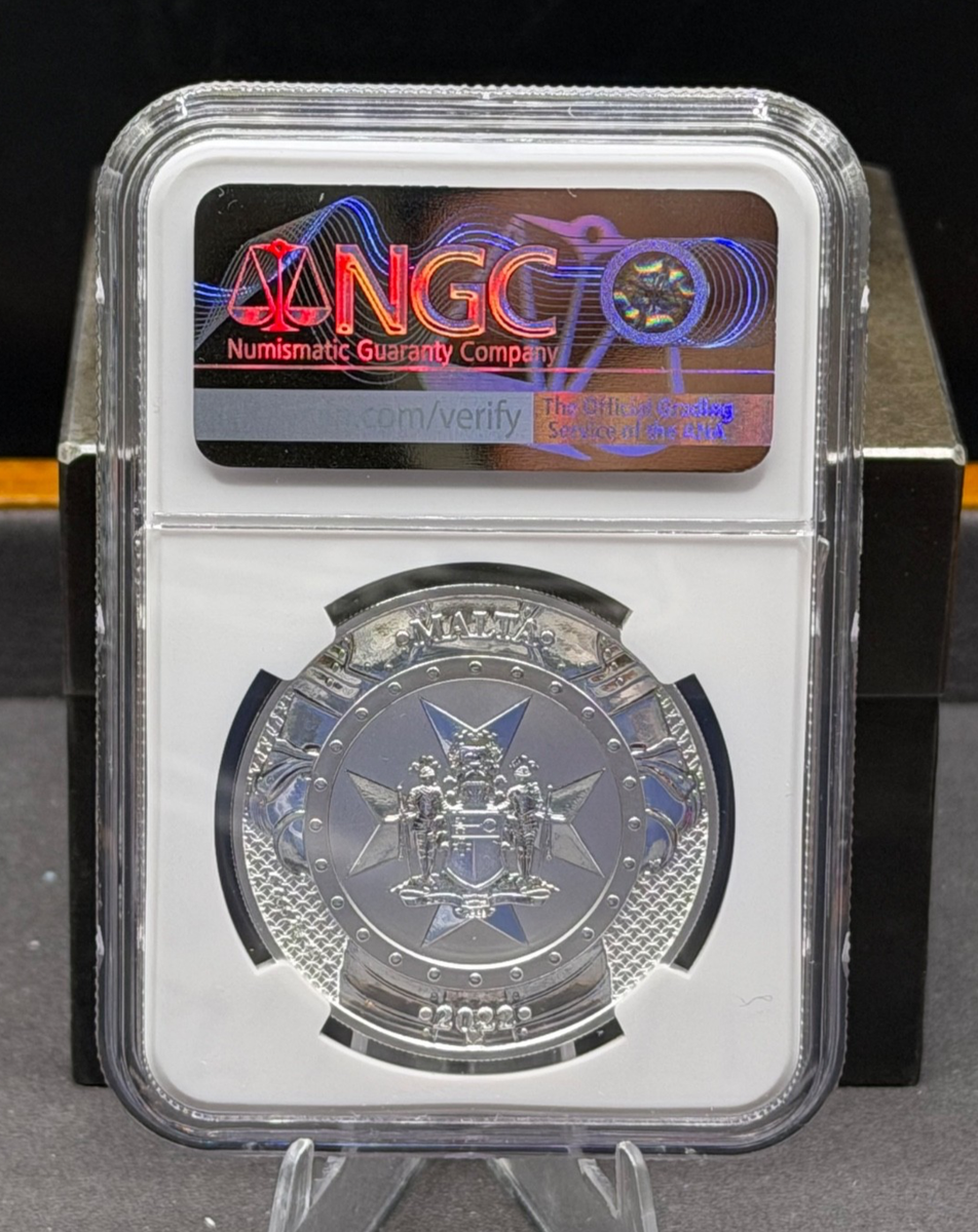 2022 MALTA SILVER 5 EURO KNIGHTS OF THE PAST NGC MS 70 SCARCE