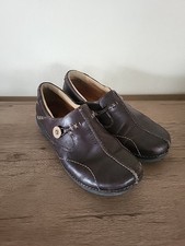 CLARKS 85072 Unstructured Brown Leather Slip On Comfort Shoes Women's - Size 8M