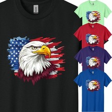 USA Flag Eagle Mens T-Shirt American Patriotic Army Style New Graphic Tee S-3XL