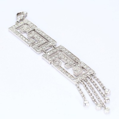 18k White Gold Art Deco Style Diamond ''Maze'' Pendant - No Chain
