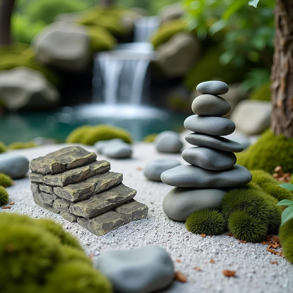 Miniature Resin Bridge, Straight Stairs, Stone Steps, Garden Fairy Ornament, Flo - Image 3 of 4