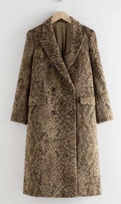 & Other Stories BNWT snake print faux fur wool blend Long Midi coat Size 10