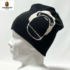A BATHING APE BABY MILO Logo Beanie Black Wool Acrylic Japan Made Used