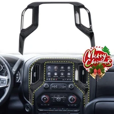 Carbon Fiber Navigation Screen Panel Air Vent Cover Trim For Chevrolet Silverado