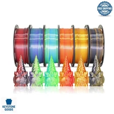 6x 250g Silk Dual Color PLA Filament Bundle for 3D Printing