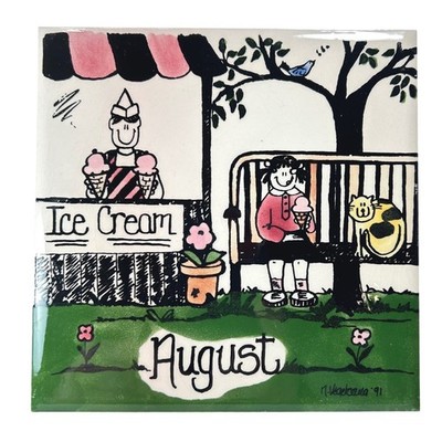 H&R Johnson England August Tile Nancy DeYoung Vogelzang Ice Cream 1991 Trivet