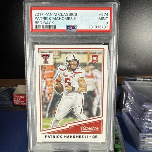 2017 Patrick Mahomes Panini Classics Red Back /299 RC PSA 9 Mint Chiefs