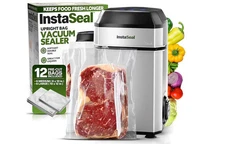 InstaSeal Vacuum Sealer for Food with 12 Bags, Compact Upright Food Vacuum Seale
