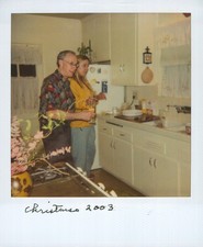 Old Vintage Photo COLOR POLAROID MAN WOMAN COUPLE DUO KITCHEN CHRISTMAS