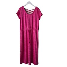 T by Talbots T-Shirt Dress Short Sleeve Criss Cross Back Midi Pink Women Size 1X
