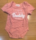 Rabbit Bear Pink Text Bodysuit One-Piece for Baby 3-6 Months Short Sleeve Dad — photo 1