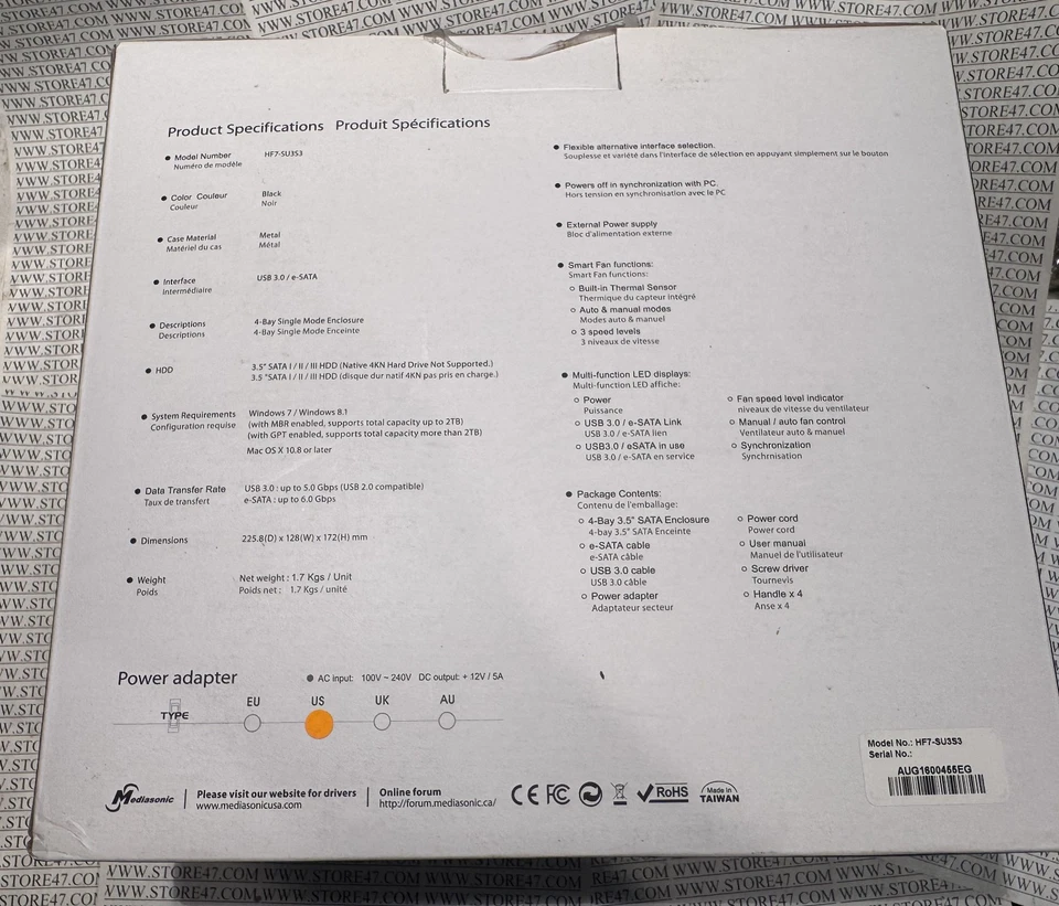 Mediasonic HF7-SU3S3 ProBox 4 Bay 3.5" SATA Hard Drive Enclosure USB 3.0 & eSATA - Image 2 of 4