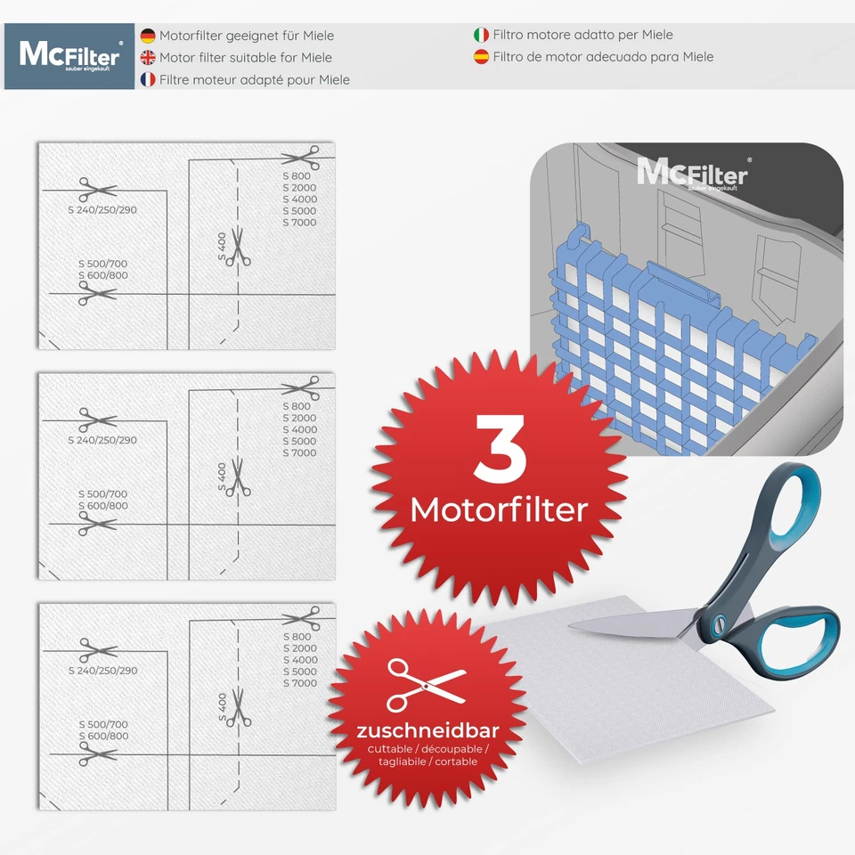 McFilter Filterbox 3 HEPA Filter + 3 Motorschutzfilter für Miele Staubsauger - Bild 4 von 4