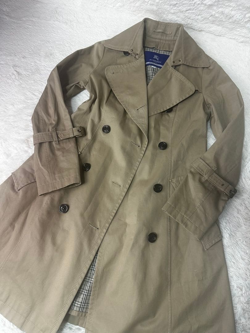 BURBERRY BLUE LABEL Trench Coat Beige Nova Check US S Mid Vintage Japan thumbnail 2