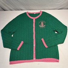 AKA Alpha Kappa Alpha Green Button-Up Sweater...