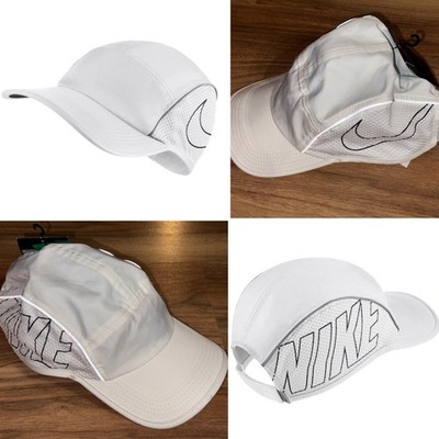 NWT Nike Aerobill AW84 Running 5 Panel Cap WHITE 848377 100 REALLY