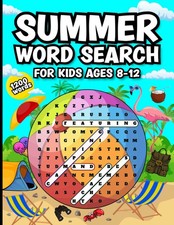 Word Search for Kids Ages 8-12: 80 Summer Themed Shaped Puzzles Featuring Be...