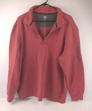 Mens IZOD Saltwater Red 1/4 Zip Pullover Sweater Long Sleeve Relaxed Classics XL