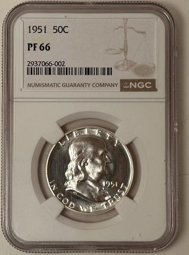 1951 PROOF FRANKLIN HALF DOLLAR 50C, NGC PF 66, PR66