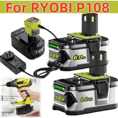 For RYOBI 18V new 8.0Ah P108 High Capacity Battery 18Volt Lithium-Ion One Plus