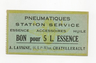 GOOD for 5 LITRES OF GASOLINE - tires - service station CHATELLERAULT