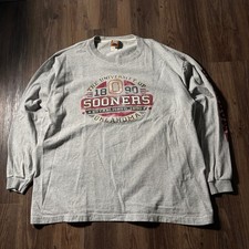 University of Oklahoma Sooners Long Sleeve T Shirt Men's Large Gray EST 1890