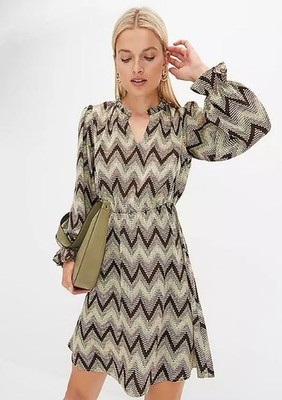 FREEMANS Zig Zag Print Mehrfarbiges Kleid UK 22 Plus (fm195-4)