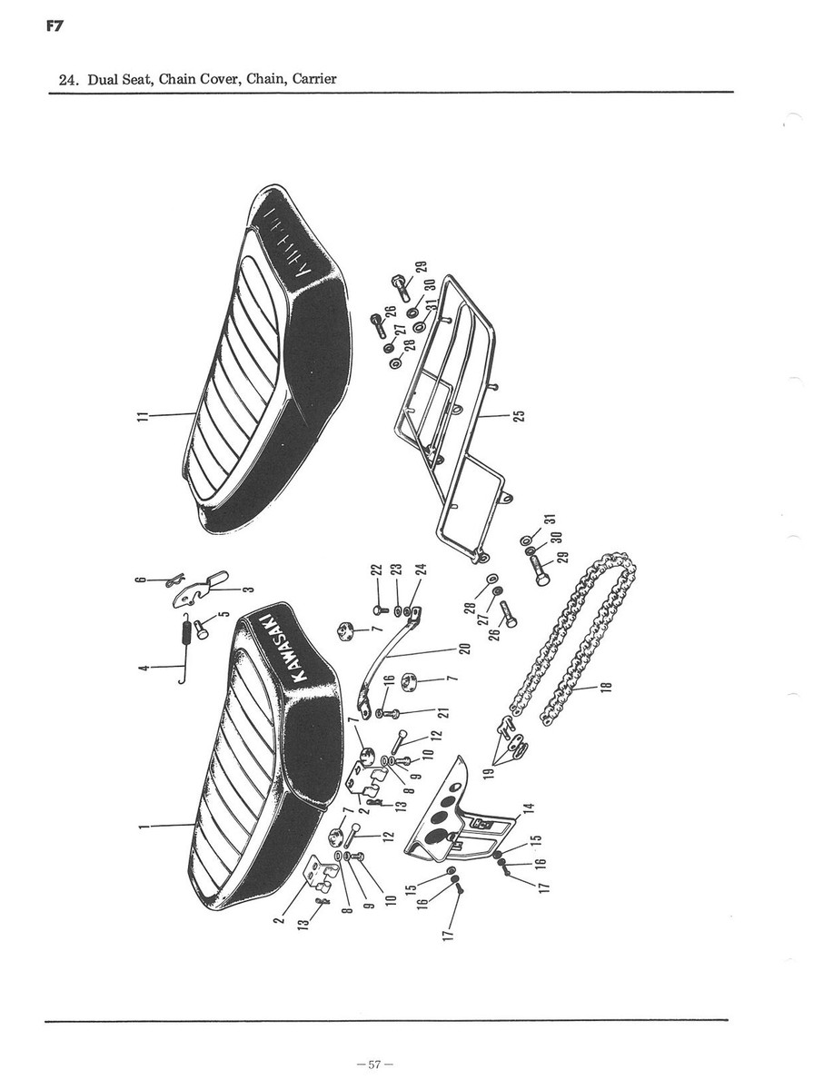 先代ページ KAWASAKI Parts Manual F7 F7-A F7A 1972 Replacement Spares