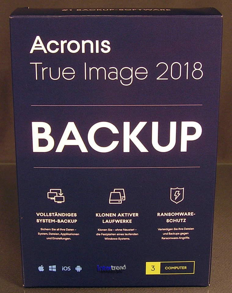 Acronis True Image 2018 Vollversion 3 PC/Mac Box, CD + Universal Restore OVP NEU - Bild 3 von 4