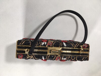 Judith Leiber Black, Red, And Gold Floral Beaded Sequins