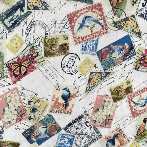 Chicos Linen Blouse Size 3 Colorful Stamp Bird Print Philately Novelty Print XL - Picture 7 of 10