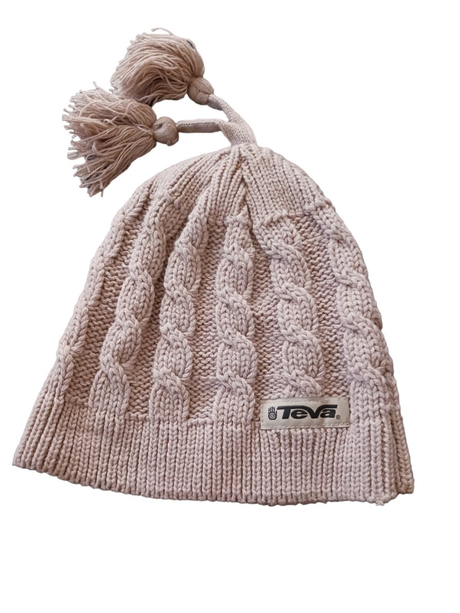 Teva Beanie Stocking Hat Tassel Women