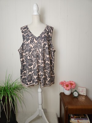 Lane Bryant Women's Plus Size 24 Floral Hi-Low V-Neck Sleeveless Blouse 