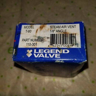 Genuine LEGEND VALVE Model T-60 Steam Air Vent 110-301 New In Box 1/8'' FreeSHIP
