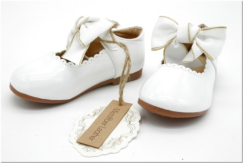 Pettigirl zapatos de charol para niña color blanco talla 23 con moño | eBay