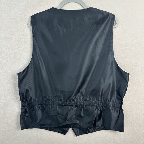 Pronto Uomo Vest Waistcoat Mens Large Black Gray Geometric V-Neck - Picture 4 of 8