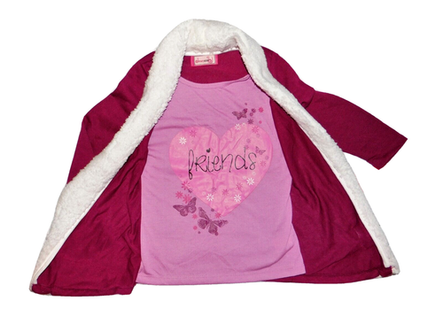NWT GIRLS size 4 CRANBERRY, PINK & PURPLE ABSTRACT LEGGING & TEE with CARDIGAN - Picture 2 of 5