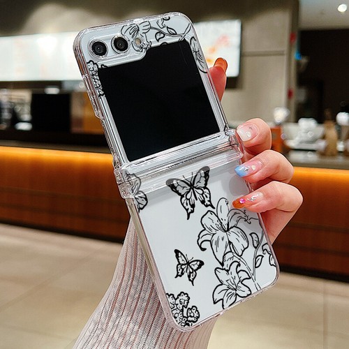 For Samsung Galaxy Z Flip6 Flip5 Flip4 3 Pattern Clear Case Shockproof PC Cover - Picture 4 of 21