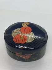 Handmade Hand Painted  Trinket Box Kashmir India 2.625”x2.125”x1.5”