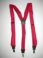Men's Suspenders, Y Style Hi Lite, 5 Colors Stripes, Leather with Clip, USA Made