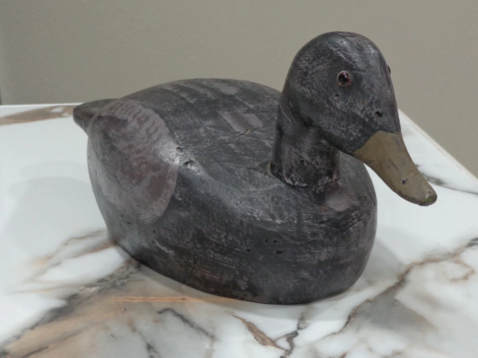 RARO Y HERMOSO SEÑUELO DE PATO DE MADERA NEGRA TALLADO/PINTADO A MANO DE 17" ¡DEBES VERLO! Foto 4 de 4